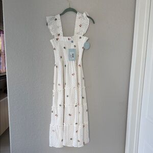 Hill House White Dress with Floral Details